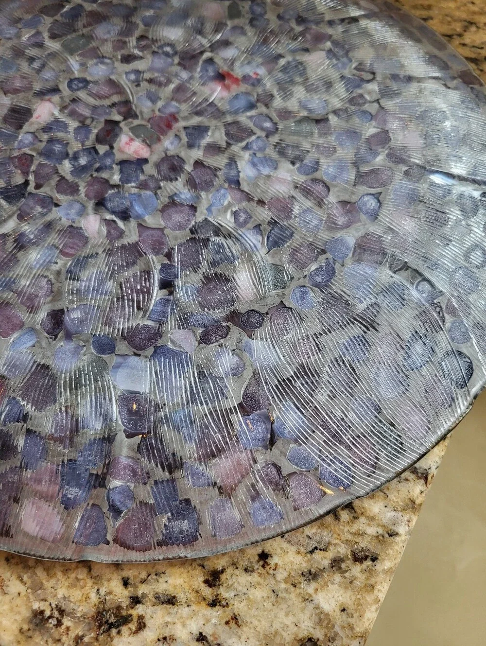 Handmade 13 Inch Mosaic Glass Charger Plate - Purple & Lavender